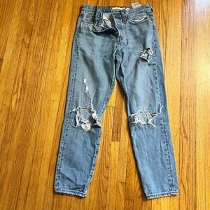 Levi’s Jeans Womens 27 Wedgie Button Fly Distressed Premium Blue High Rise